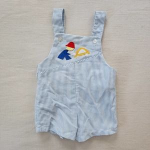 Vintage Boy Pushing Car Romper 6-9 months